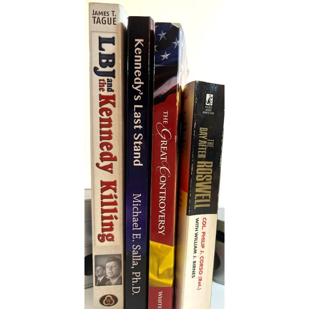 Conspiracy Theory Books 4 Pack LBJ ‎ Kennedy UFO Controversy Roswell Eisenhower